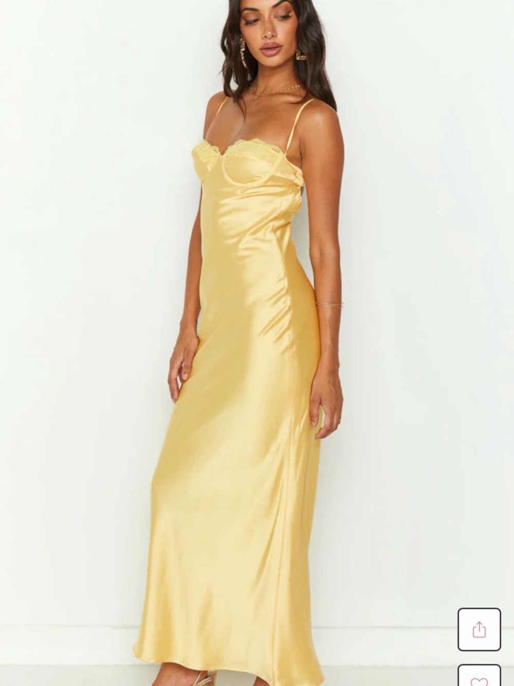 Beginning Boutique Satin Slip Dress in Butter Yellow maxi prom